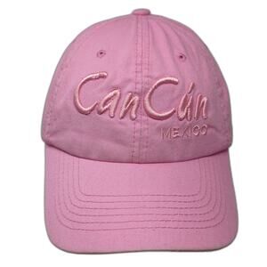 CanCun Mexico Slideback Baseball Cap Pink One Size Adjustable Embroidered Cotton